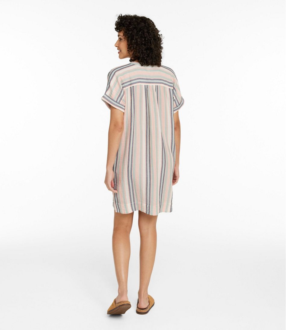 Women's Cloud Gauze Short-Sleeve Shift Dress, Stripe L.L.Bean Best Seller