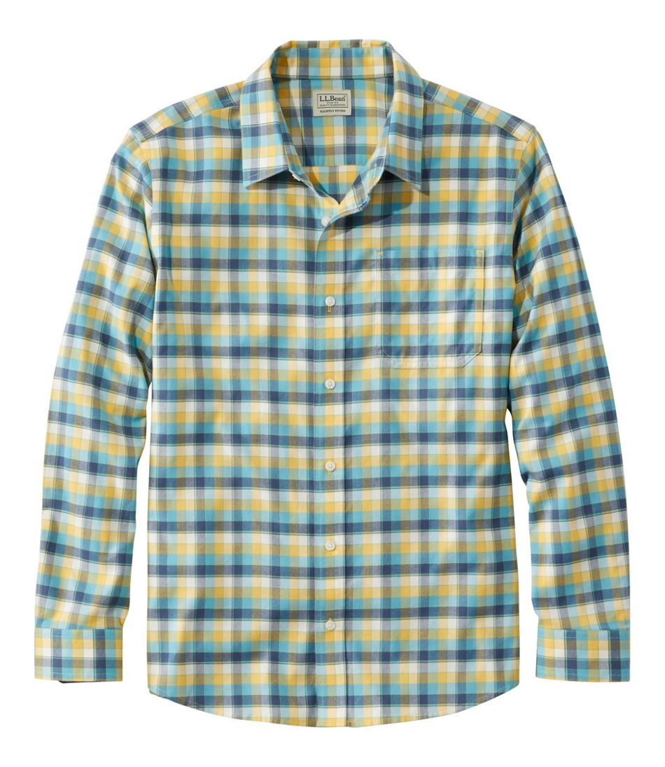 Men's Wrinkle-Free Ultrasoft Brushed Cotton Shirt, Long-Sleeve, Slightly Fitted Untucked Fit L.L.Bean Essential