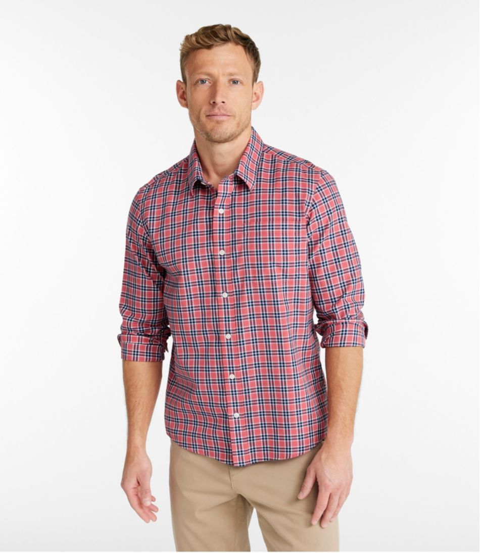 Men's Wrinkle-Free Ultrasoft Brushed Cotton Shirt, Long-Sleeve, Slightly Fitted Untucked Fit L.L.Bean Essential