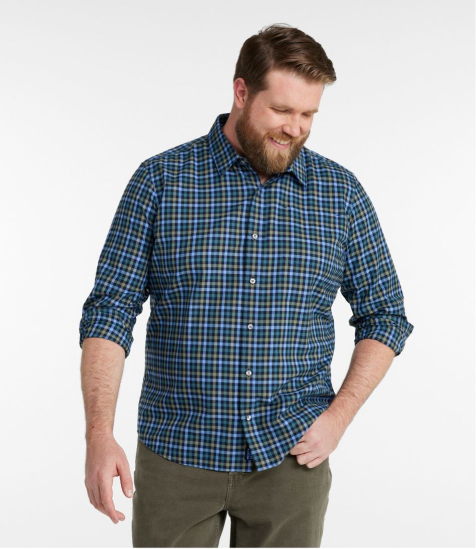Men's Wrinkle-Free Ultrasoft Brushed Cotton Shirt, Long-Sleeve, Slightly Fitted Untucked Fit L.L.Bean Essential