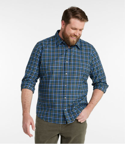 Men's Wrinkle-Free Ultrasoft Brushed Cotton Shirt, Long-Sleeve, Slightly Fitted Untucked Fit L.L.Bean Essential