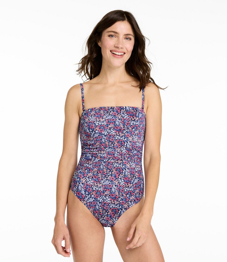 Women's Coastal Essentials Swimwear, Bandeau Tanksuit Print L.L.Bean Recommended