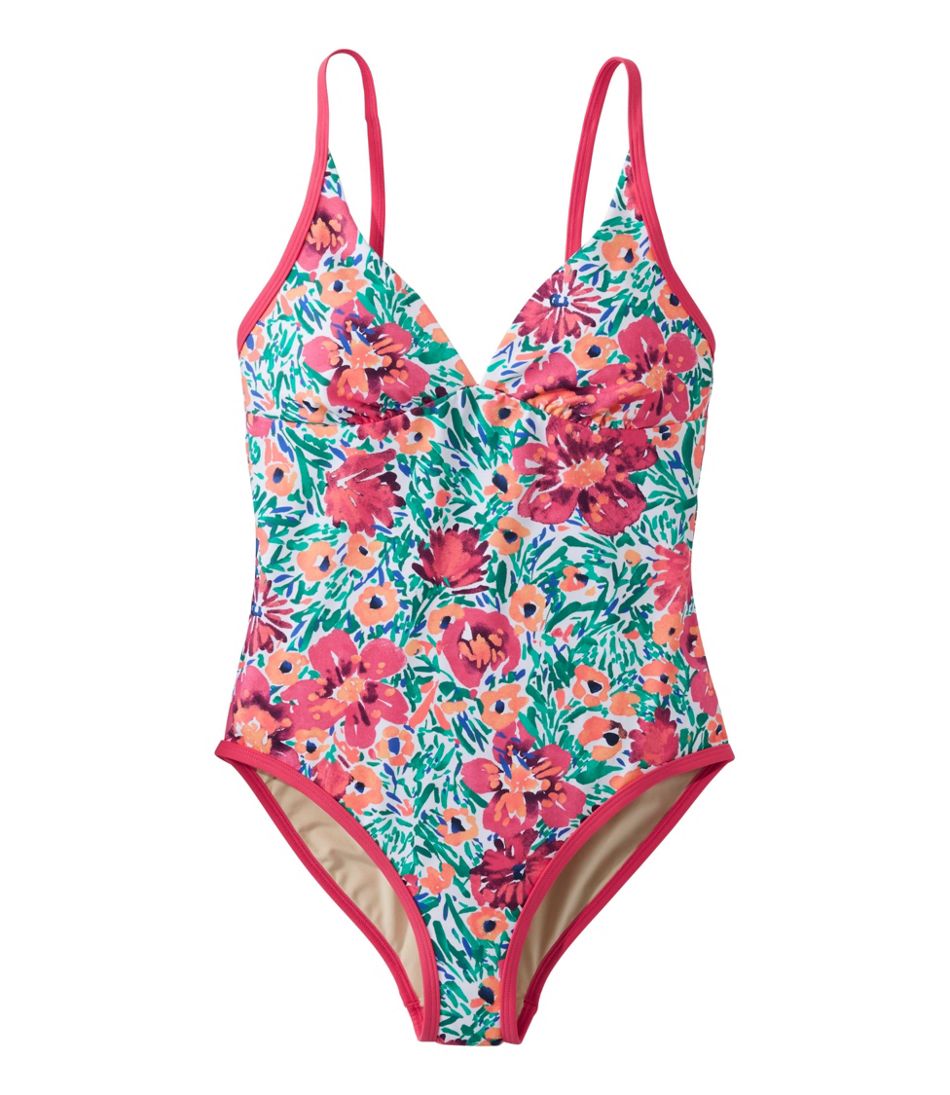Women's Coastal Essentials Swimwear, V-Neck Tanksuit Print L.L.Bean Premium