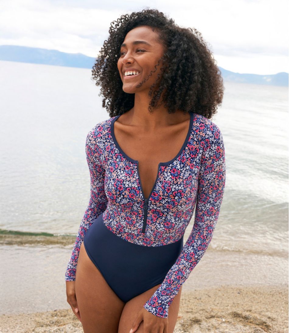 Women's Coastal Essentials Swimwear, Long-Sleeve Tanksuit Print L.L.Bean Popular