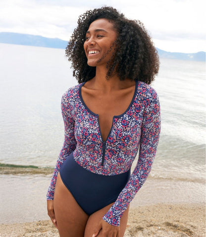 Women's Coastal Essentials Swimwear, Long-Sleeve Tanksuit Print L.L.Bean Popular