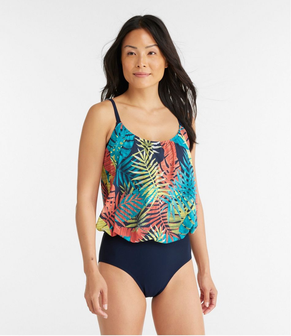 Women's Shaping Swimwear, Blouson Tanksuit Print L.L.Bean Value
