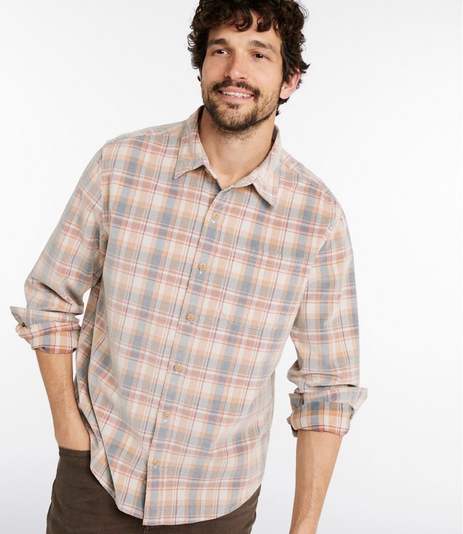 Men's Sunwashed Corduroy Shirt, Slightly Fitted Untucked Fit, Plaid L.L.Bean Featured