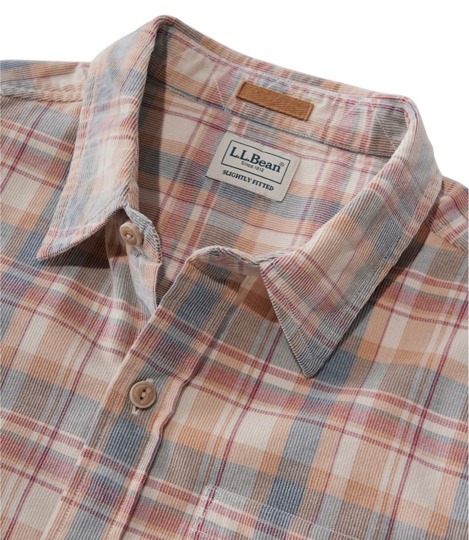 Men's Sunwashed Corduroy Shirt, Slightly Fitted Untucked Fit, Plaid L.L.Bean Featured