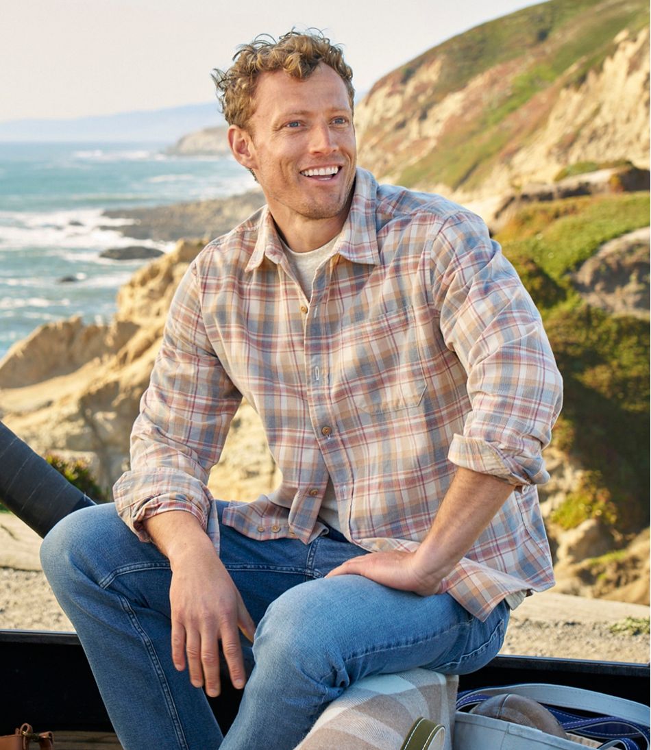 Men's Sunwashed Corduroy Shirt, Slightly Fitted Untucked Fit, Plaid L.L.Bean Featured