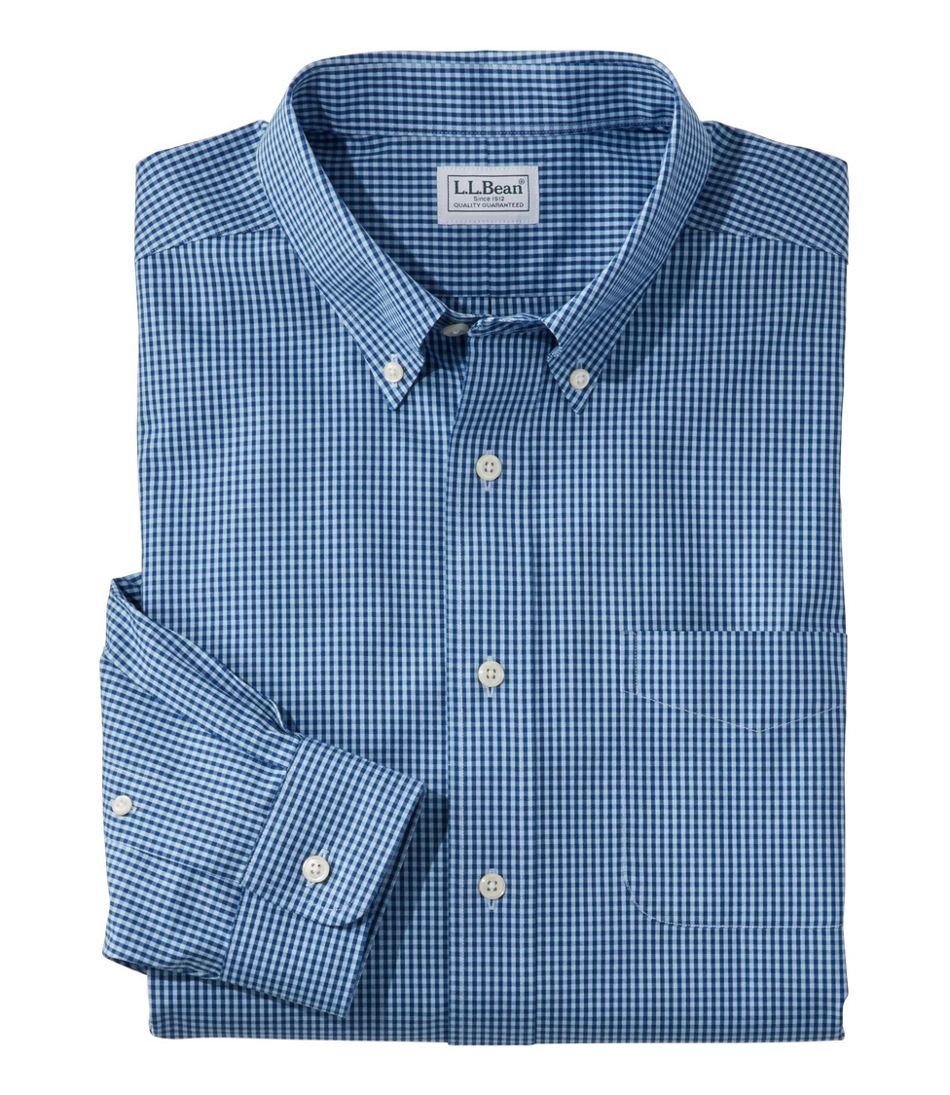 Men's Wrinkle-Free Pinpoint Oxford Cloth Shirt, Traditional Fit Tattersall L.L.Bean Best Seller