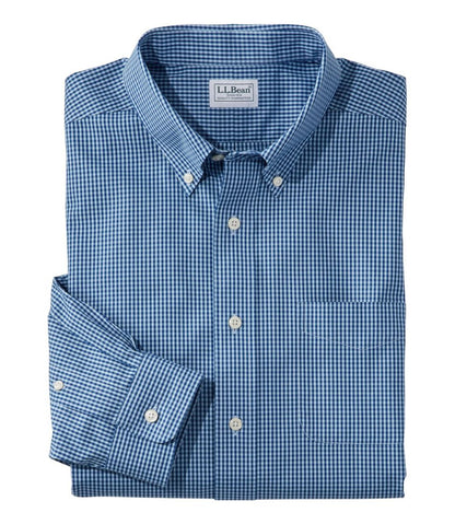 Men's Wrinkle-Free Pinpoint Oxford Cloth Shirt, Traditional Fit Tattersall L.L.Bean Best Seller