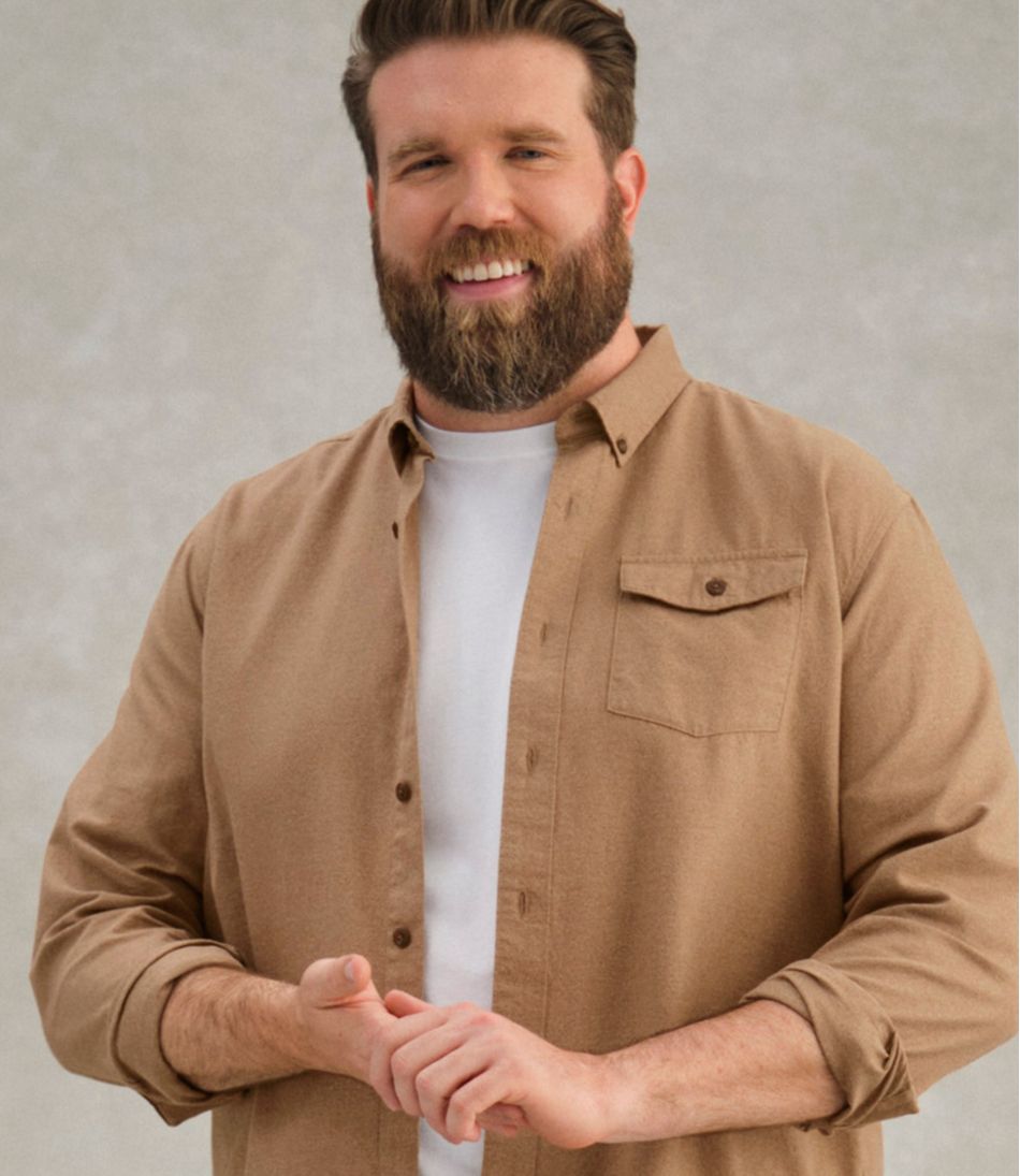 Men's Brushed Jaspé Twill Shirt, Traditional Untucked Fit L.L.Bean Recommended