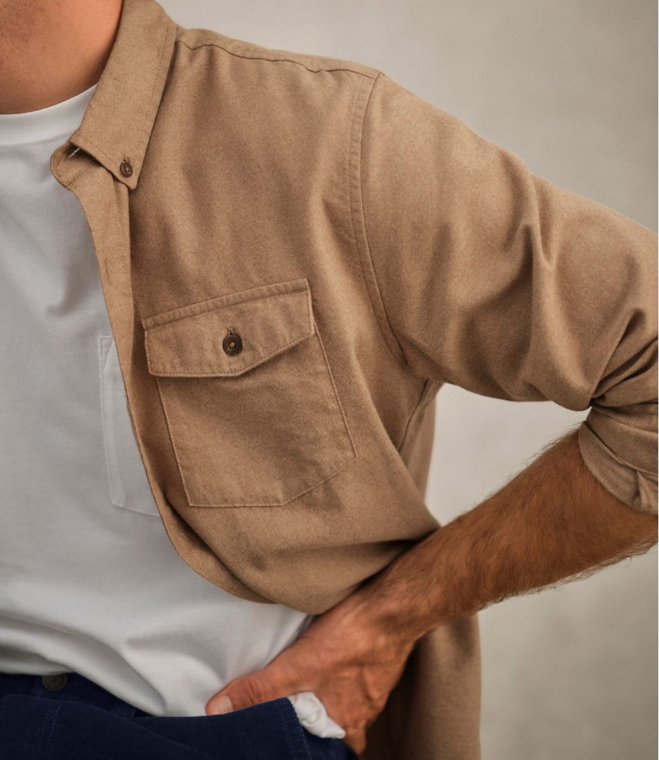 Men's Brushed Jaspé Twill Shirt, Traditional Untucked Fit L.L.Bean Recommended