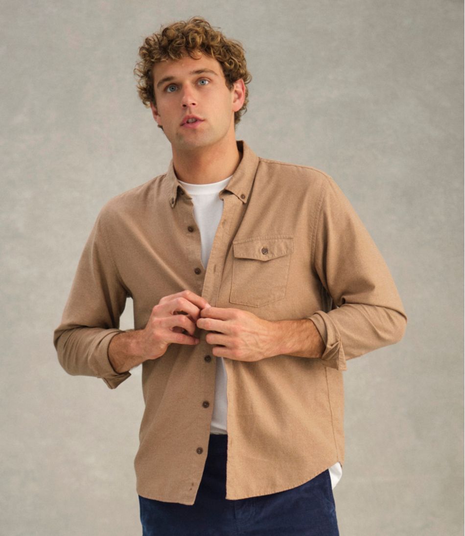 Men's Brushed Jaspé Twill Shirt, Traditional Untucked Fit L.L.Bean Recommended