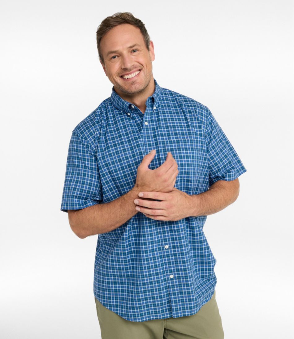 Men's Wrinkle-Free Kennebunk Sport Shirt, Traditional Fit Short-Sleeve Check L.L.Bean Essential