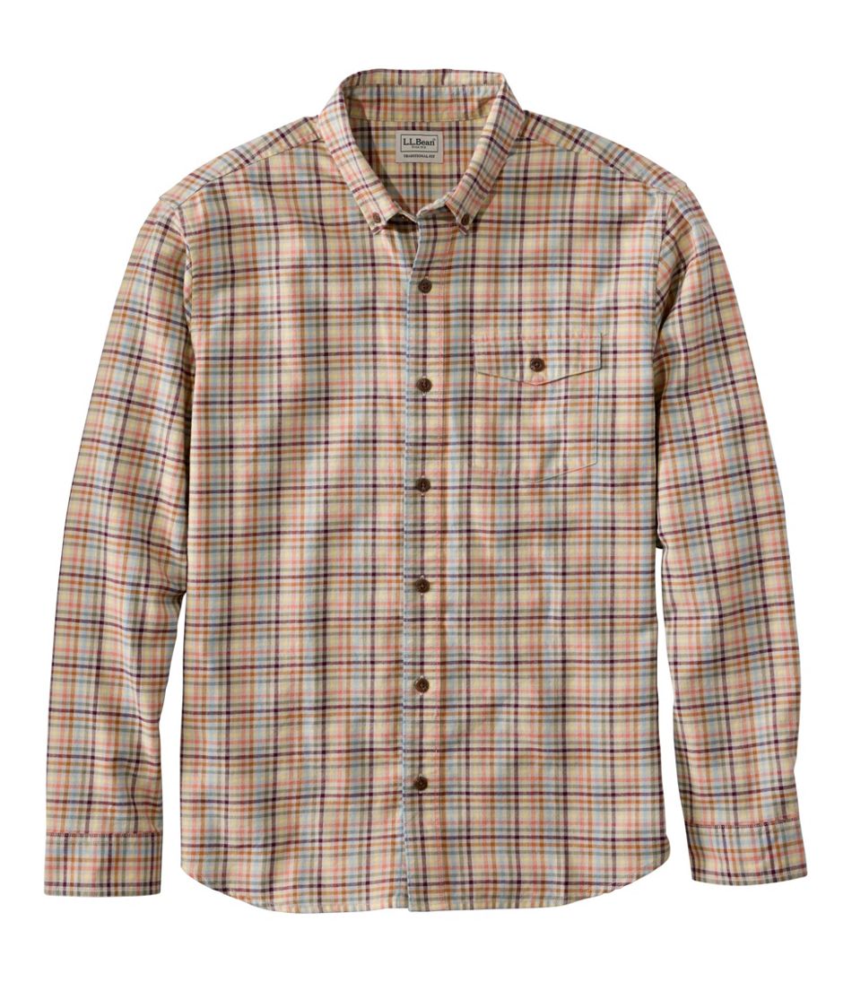 Men's Brushed Jaspé Twill Shirt, Plaid, Traditional Untucked Fit L.L.Bean Everyday