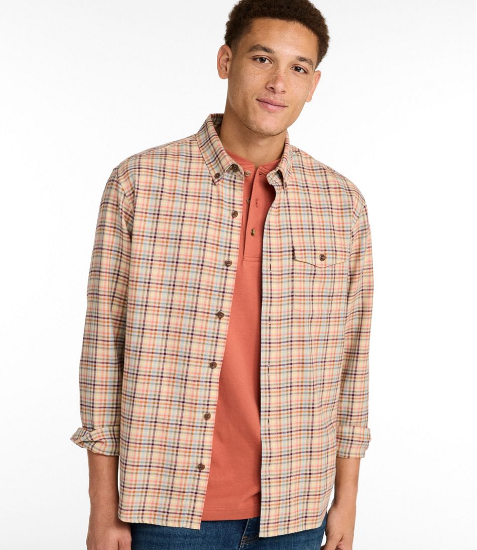 Men's Brushed Jaspé Twill Shirt, Plaid, Traditional Untucked Fit L.L.Bean Everyday