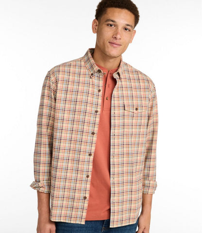 Men's Brushed Jaspé Twill Shirt, Plaid, Traditional Untucked Fit L.L.Bean Everyday