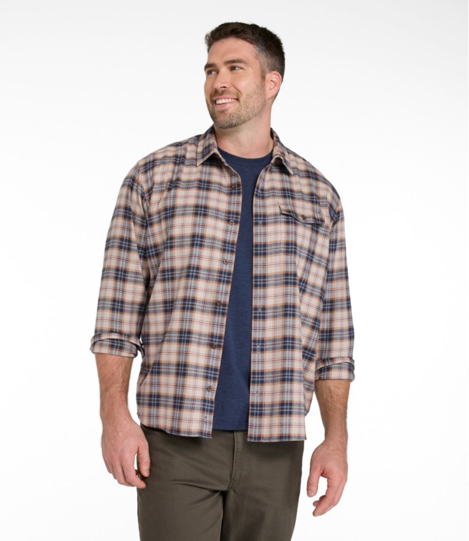 Men's Brushed Jaspé Twill Shirt, Plaid, Traditional Untucked Fit L.L.Bean Everyday