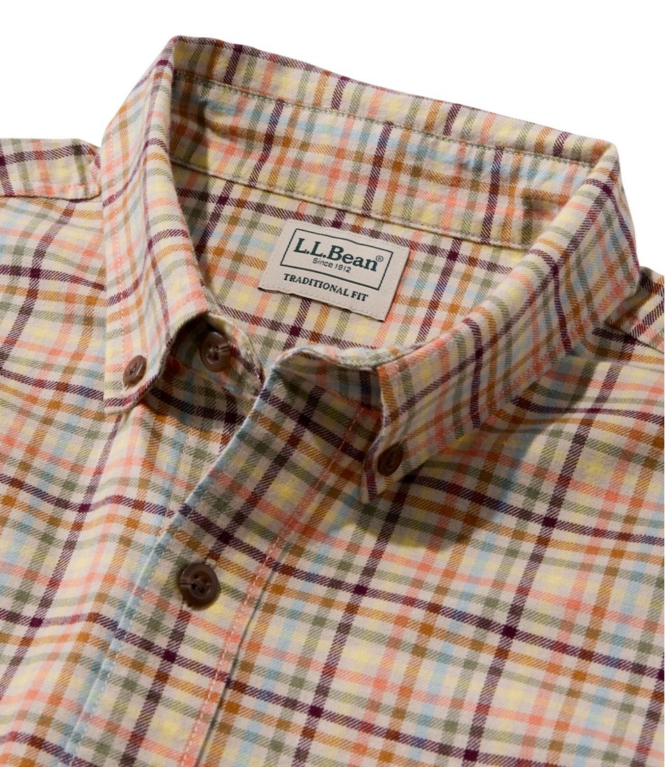 Men's Brushed Jaspé Twill Shirt, Plaid, Traditional Untucked Fit L.L.Bean Everyday