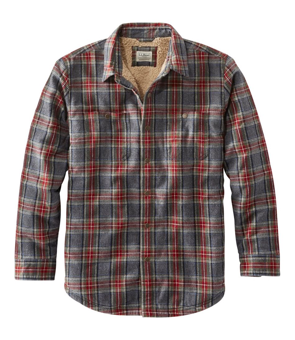 Men's Sherpa-Lined Scotch Plaid Shirt, Slightly Fitted L.L.Bean Premium