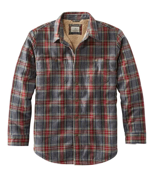 Men's Sherpa-Lined Scotch Plaid Shirt, Slightly Fitted L.L.Bean Premium