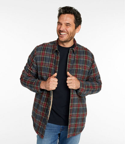 Men's Sherpa-Lined Scotch Plaid Shirt, Slightly Fitted L.L.Bean Premium