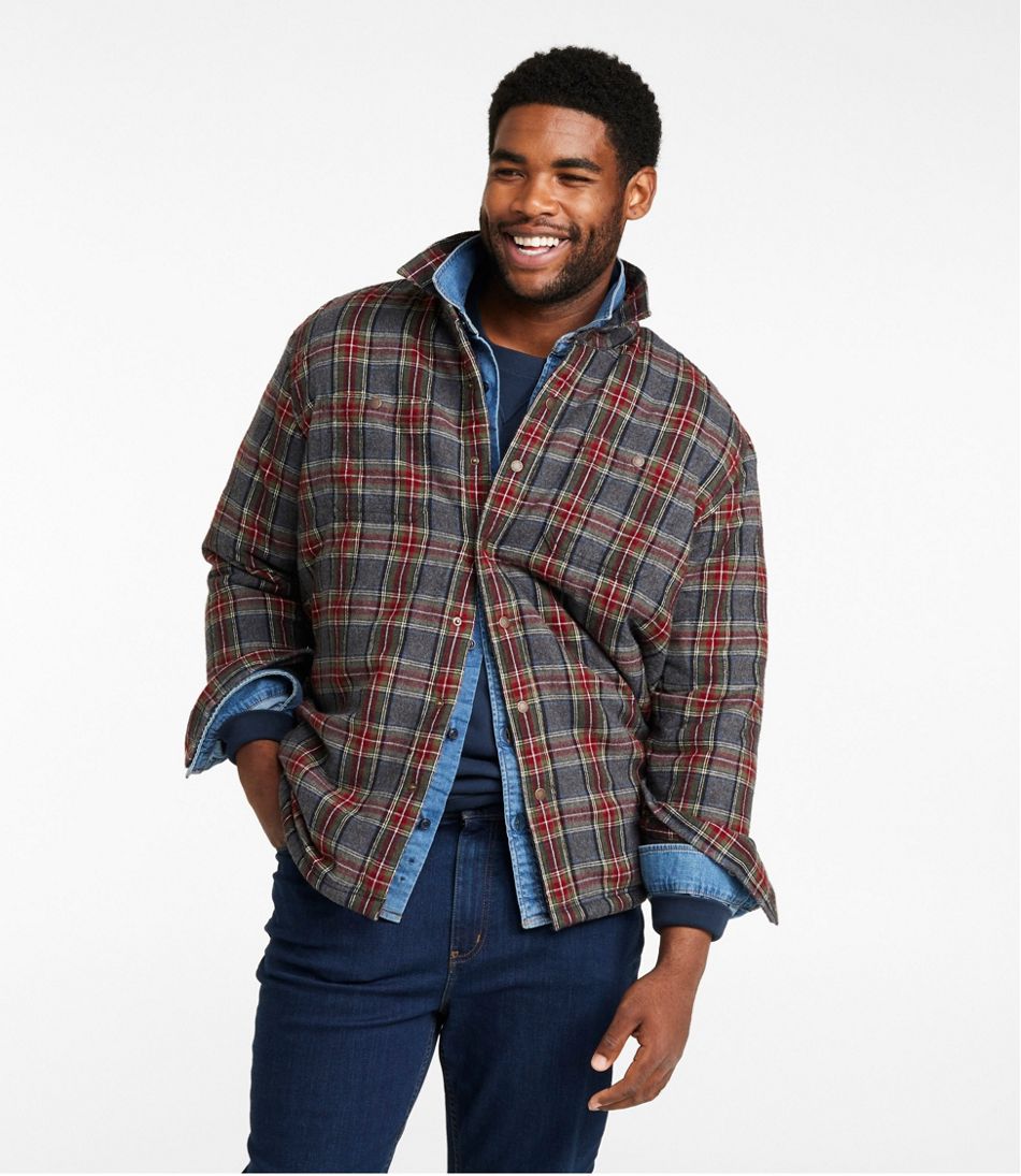 Men's Sherpa-Lined Scotch Plaid Shirt, Slightly Fitted L.L.Bean Premium