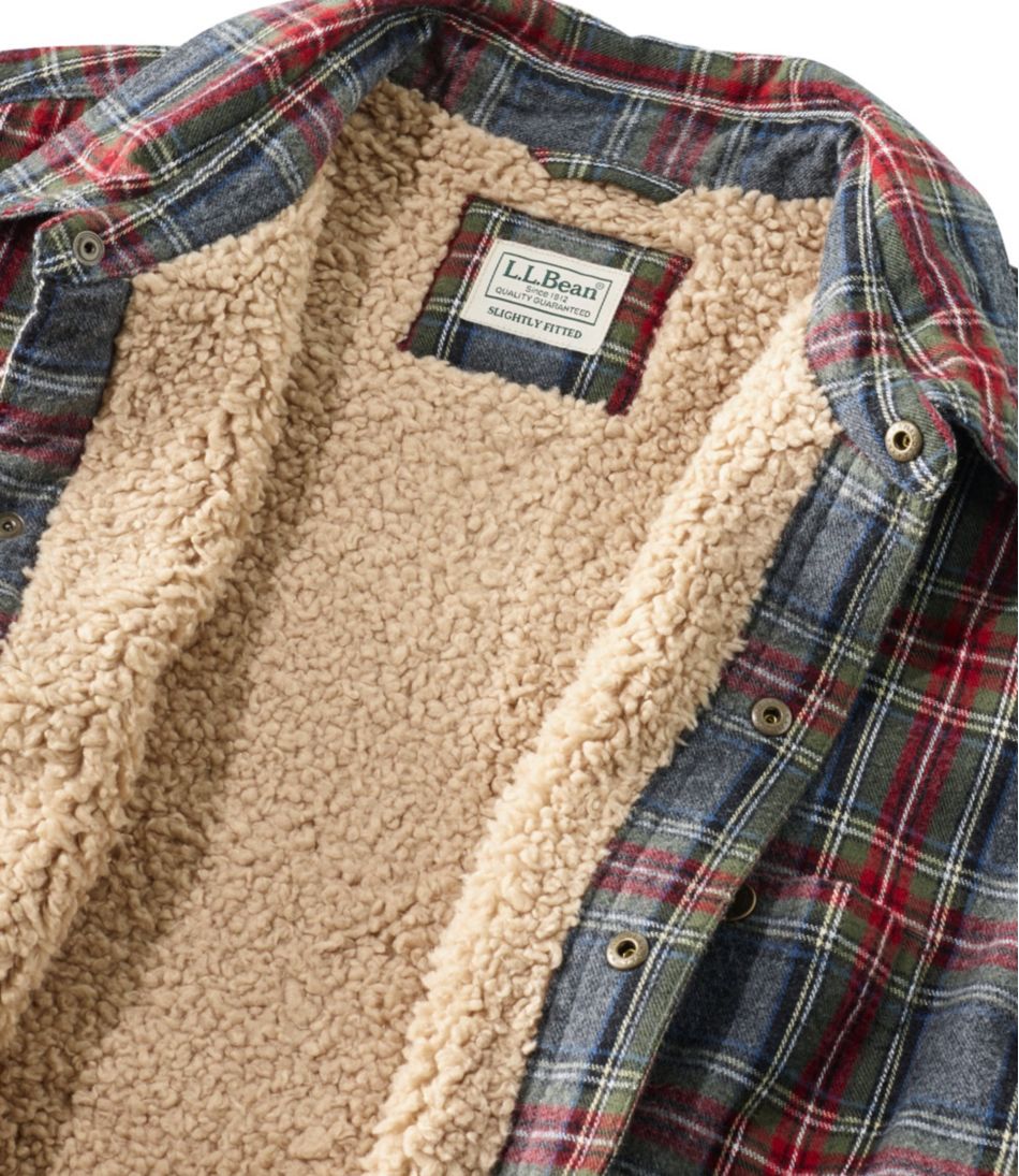 Men's Sherpa-Lined Scotch Plaid Shirt, Slightly Fitted L.L.Bean Premium