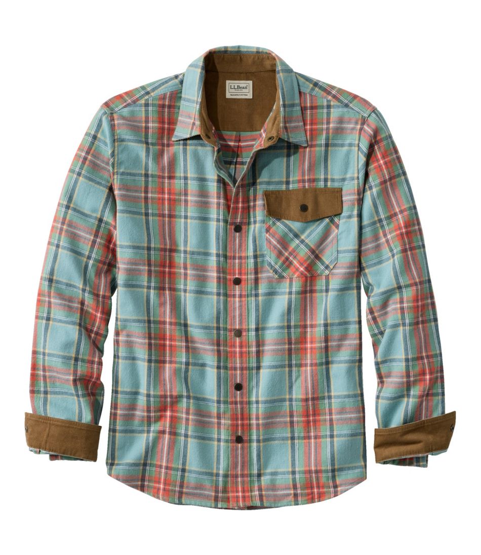 Men's Scotch Plaid Flannel Shirt, Snap-Front, Slightly Fitted Untucked Fit L.L.Bean Trending