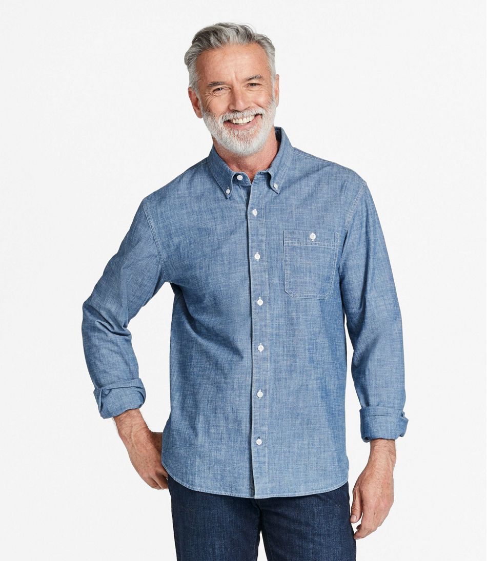 Men's Comfort Stretch® Chambray Shirt, Traditional Untucked Fit, Long-Sleeve L.L.Bean Top Pick