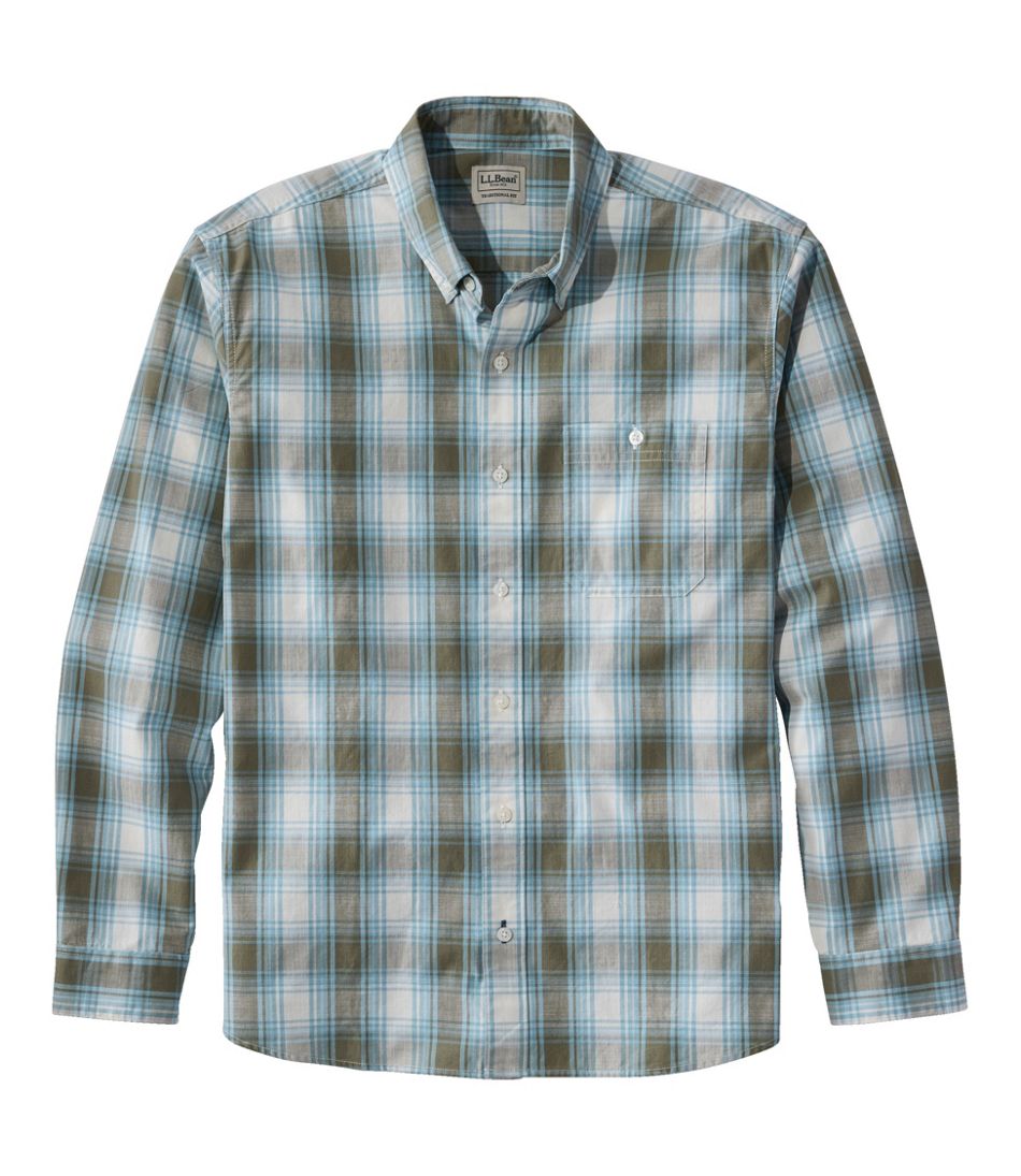 Men's Comfort Stretch® Chambray Shirt, Traditional Untucked Fit, Long-Sleeve, Print L.L.Bean Everyday