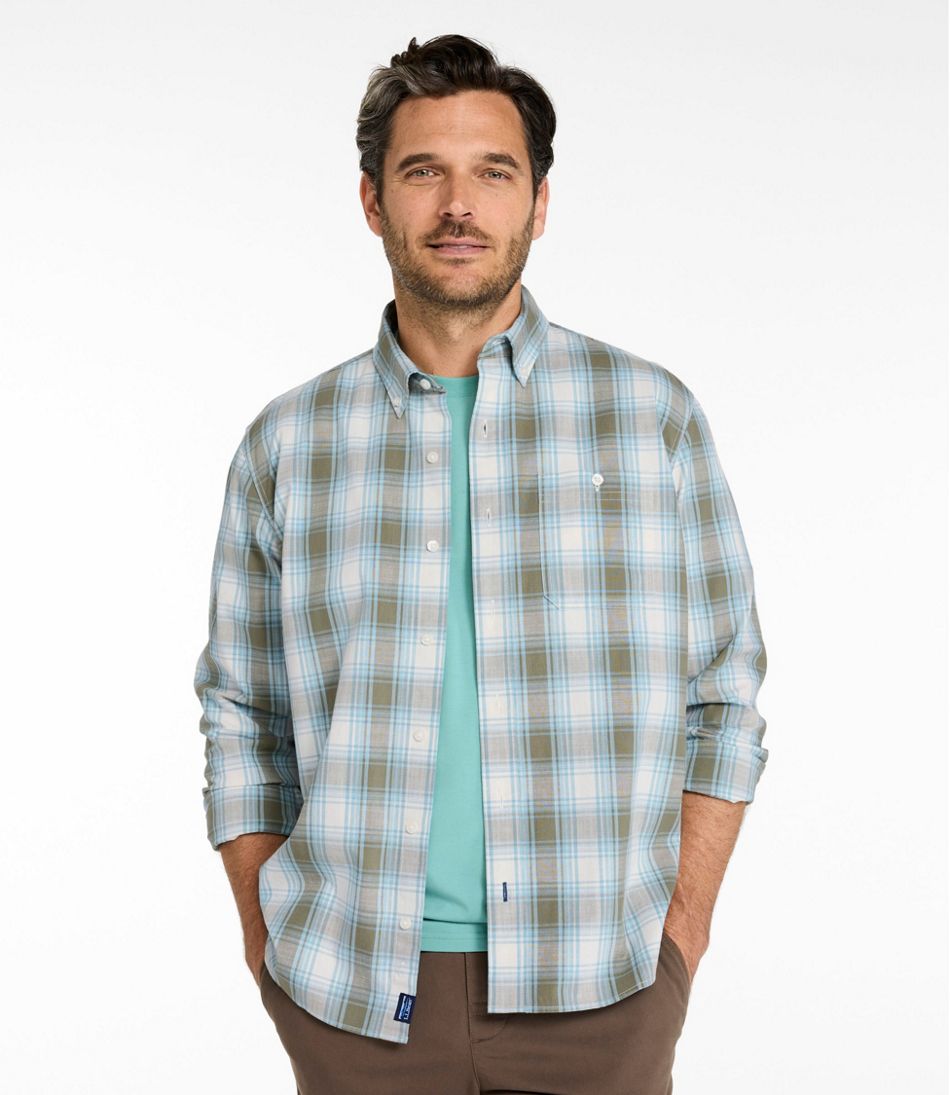Men's Comfort Stretch® Chambray Shirt, Traditional Untucked Fit, Long-Sleeve, Print L.L.Bean Everyday