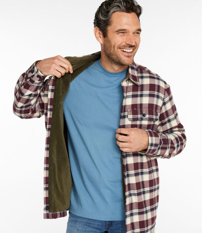 Men's Fleece-Lined Flannel Shirt, Traditional Fit L.L.Bean Premium