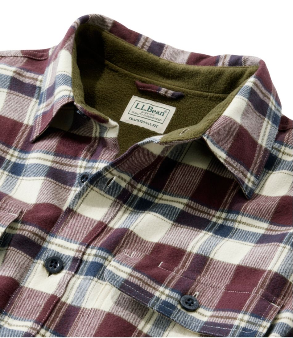 Men's Fleece-Lined Flannel Shirt, Traditional Fit L.L.Bean Premium