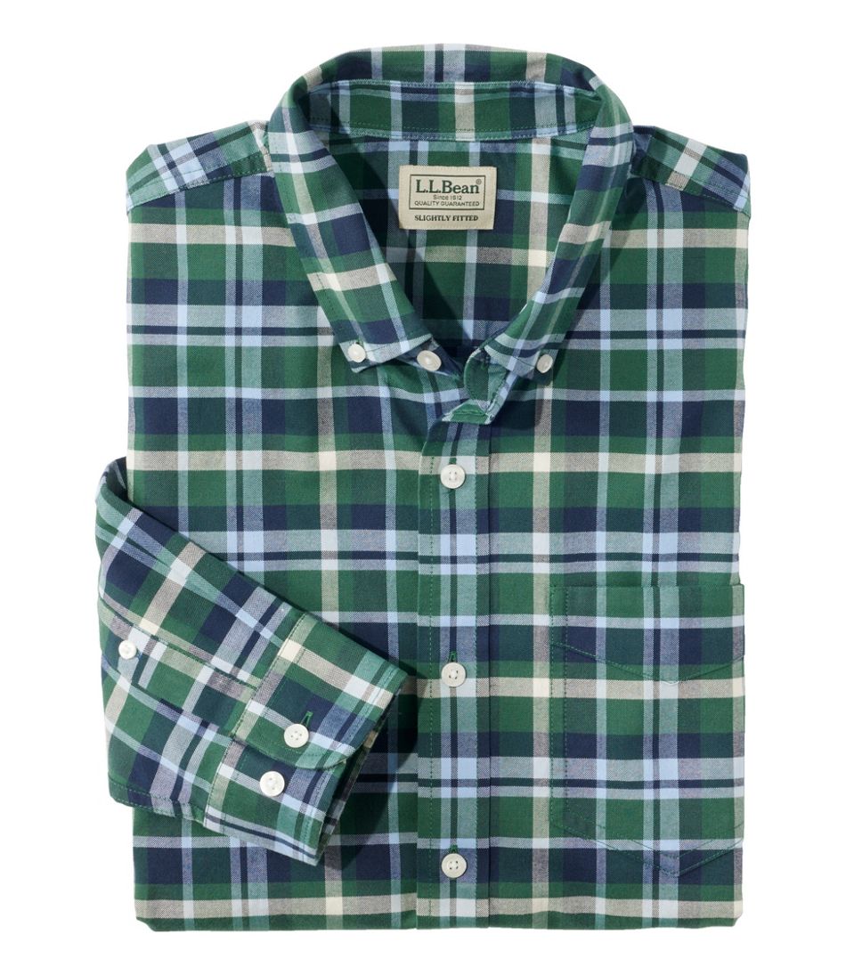 Men's Comfort Stretch® Oxford Shirt, Slightly Fitted Untucked Fit, Plaid L.L.Bean Trending