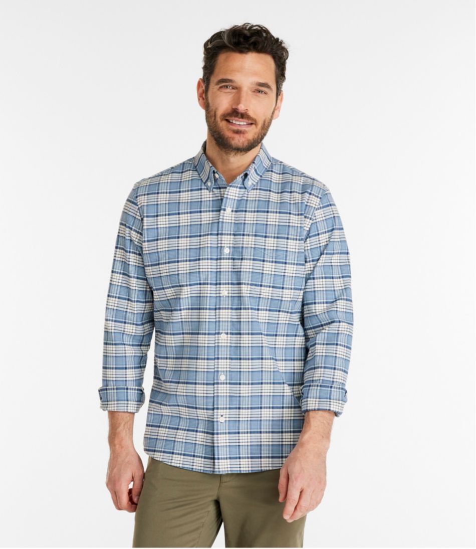 Men's Comfort Stretch® Oxford Shirt, Slightly Fitted Untucked Fit, Plaid L.L.Bean Trending