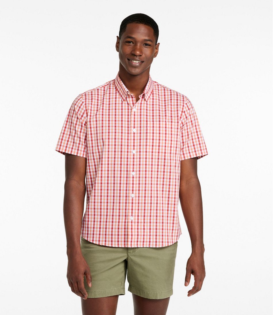 Men's Comfort Stretch Performance® Shirt, Short-Sleeve, Slightly Fitted Untucked Fit, Plaid L.L.Bean Best Seller