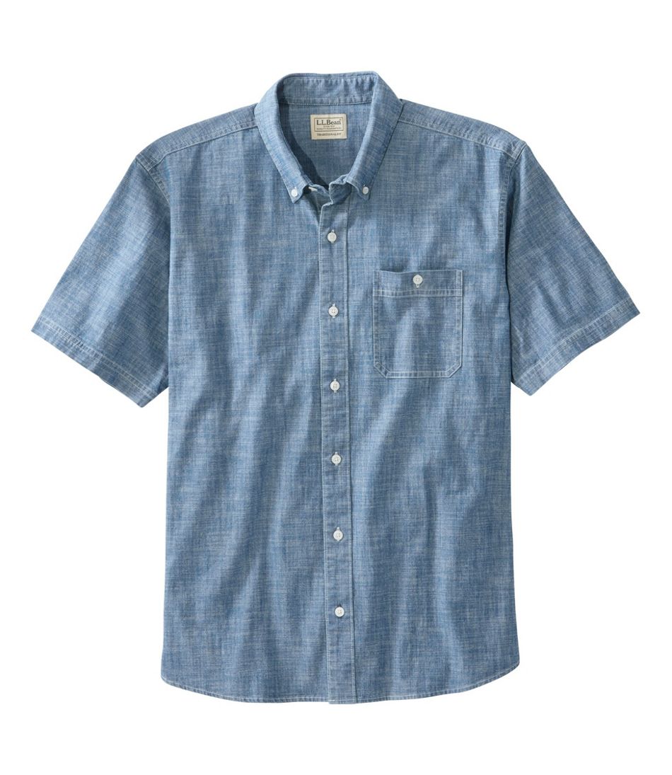 Men's Comfort Stretch® Chambray Shirt, Traditional Untucked Fit, Short-Sleeve L.L.Bean Top Pick
