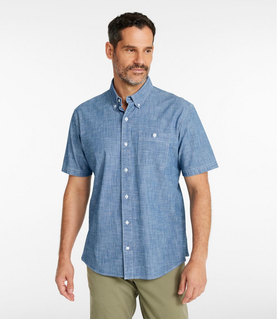 Men's Comfort Stretch® Chambray Shirt, Traditional Untucked Fit, Short-Sleeve L.L.Bean Top Pick