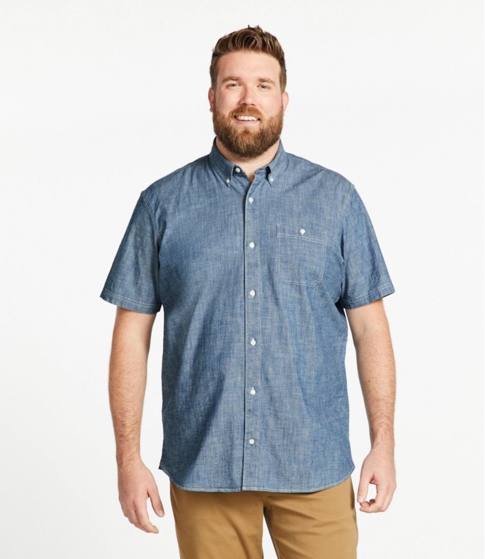 Men's Comfort Stretch® Chambray Shirt, Traditional Untucked Fit, Short-Sleeve L.L.Bean Top Pick