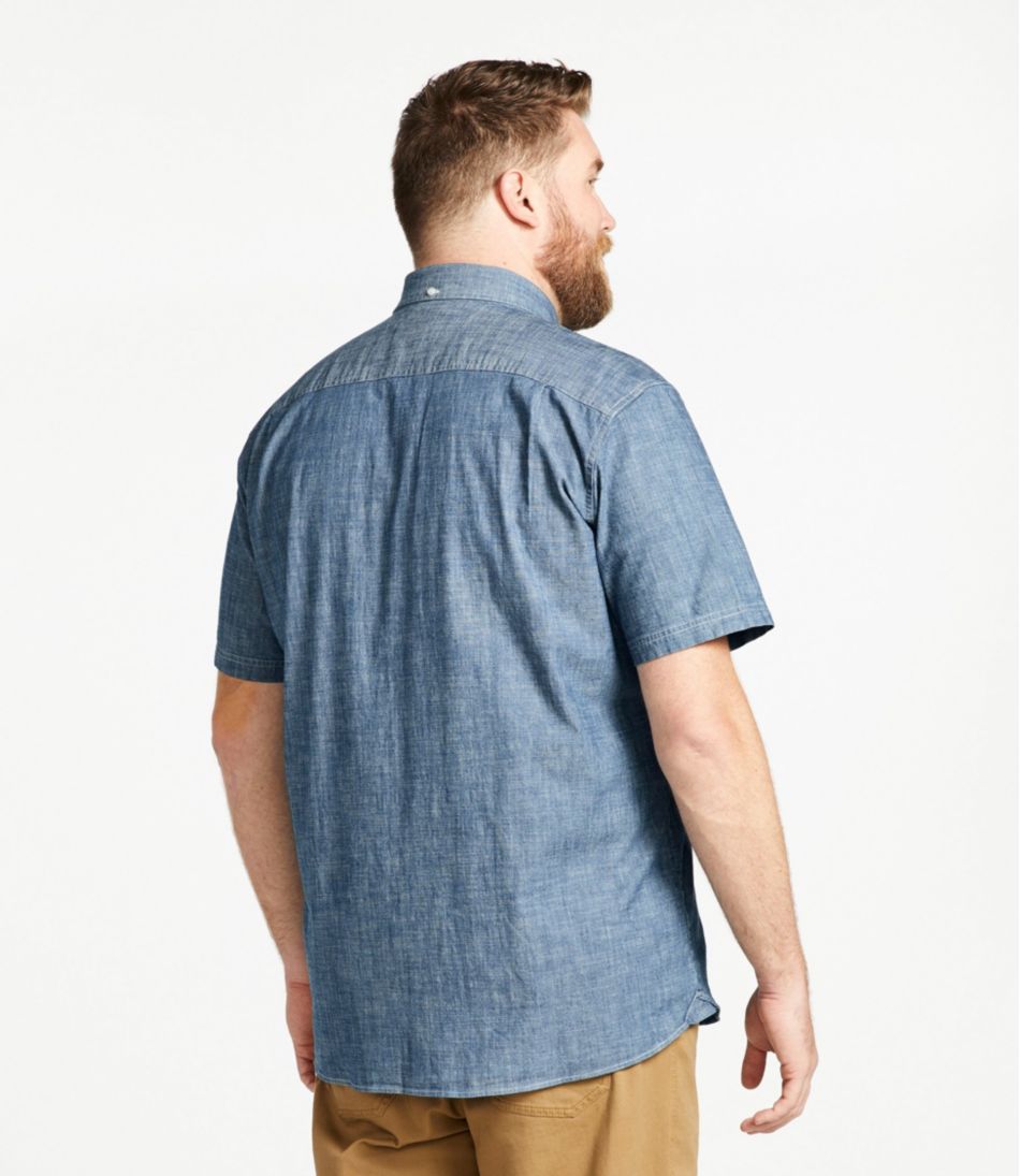 Men's Comfort Stretch® Chambray Shirt, Traditional Untucked Fit, Short-Sleeve L.L.Bean Top Pick