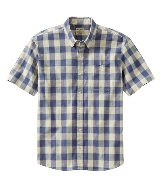 Men's Comfort Stretch® Chambray Shirt, Traditional Untucked Fit, Short-Sleeve, Plaid L.L.Bean Everyday