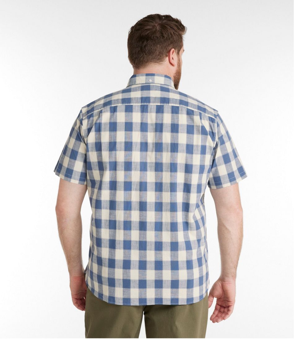 Men's Comfort Stretch® Chambray Shirt, Traditional Untucked Fit, Short-Sleeve, Plaid L.L.Bean Everyday