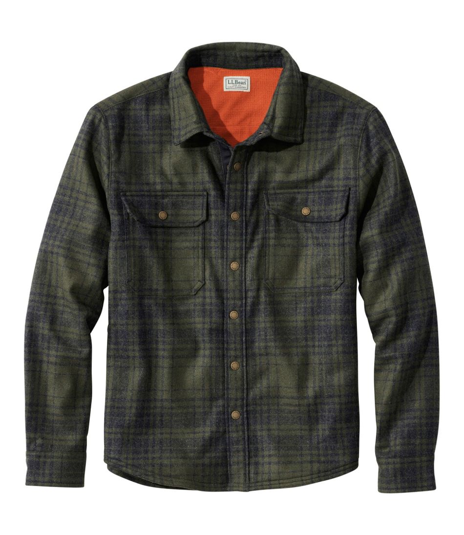 Men's Maine Guide Lightweight Lined Wool Field Shirt, Plaid L.L.Bean Popular