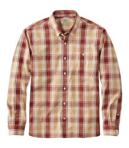 Men's Comfort Stretch® Chambray Shirt, Long-Sleeve, Slightly Fitted Untucked Fit, Plaid L.L.Bean Trending