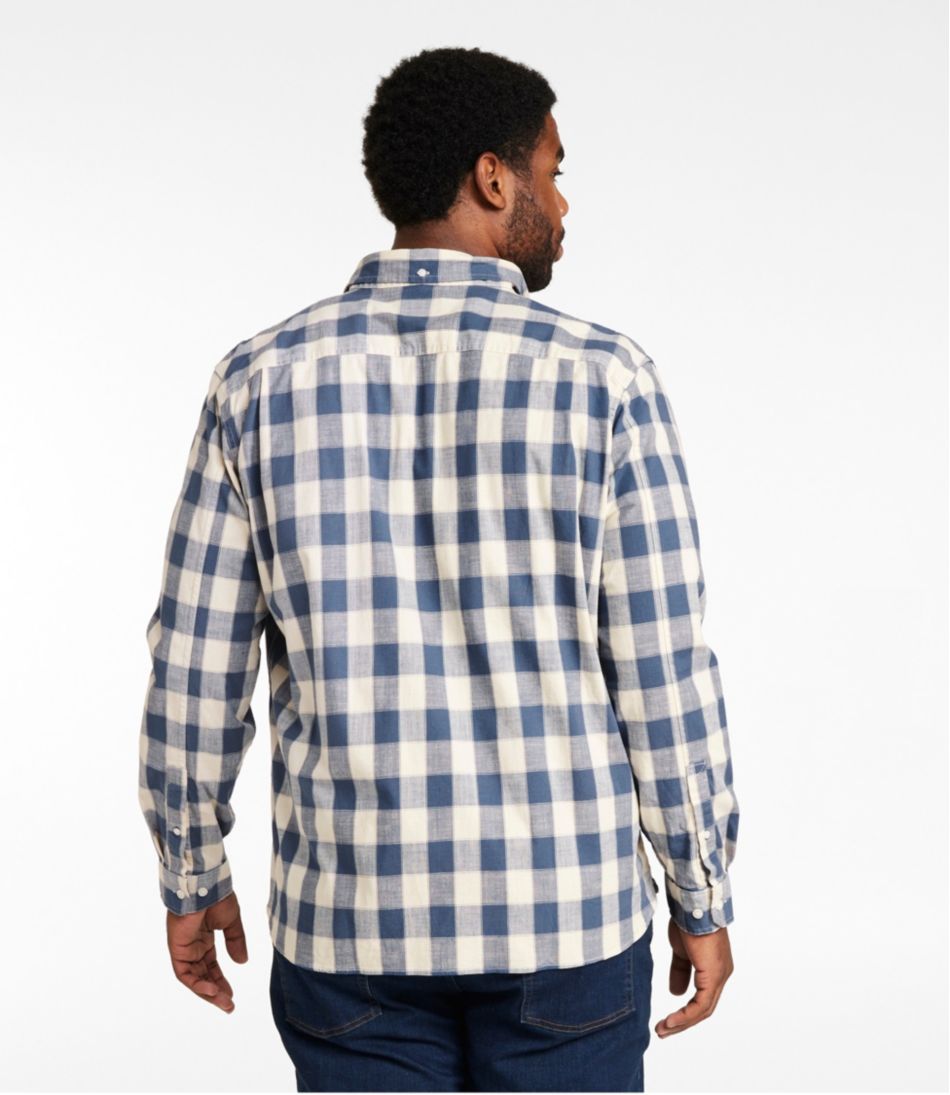 Men's Comfort Stretch® Chambray Shirt, Long-Sleeve, Slightly Fitted Untucked Fit, Plaid L.L.Bean Trending