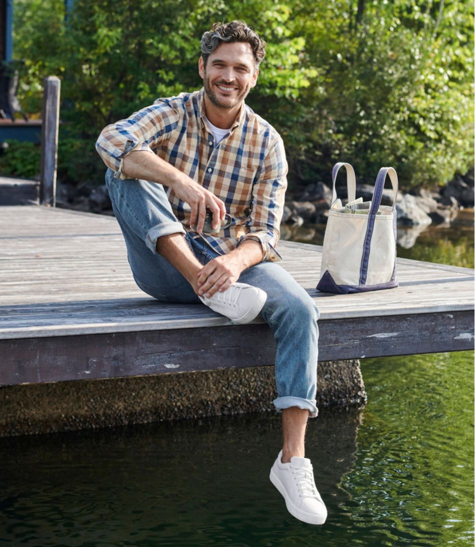 Men's Comfort Stretch® Chambray Shirt, Long-Sleeve, Slightly Fitted Untucked Fit, Plaid L.L.Bean Trending