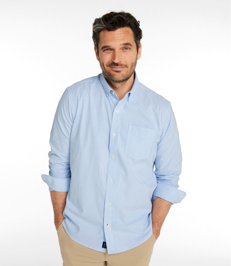 Men's Comfort Stretch Oxford Shirt, Traditional Untucked Fit, Stripe L.L.Bean Essential
