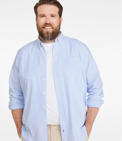 Men's Comfort Stretch Oxford Shirt, Traditional Untucked Fit, Stripe L.L.Bean Essential